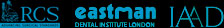 Irish Academy of Aesthetic Dentistry, Eastman Denal Institute of Longo, and The Royal College of Surgeons of England Logos